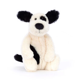 jellycat bashful black & cream puppy rufferty small